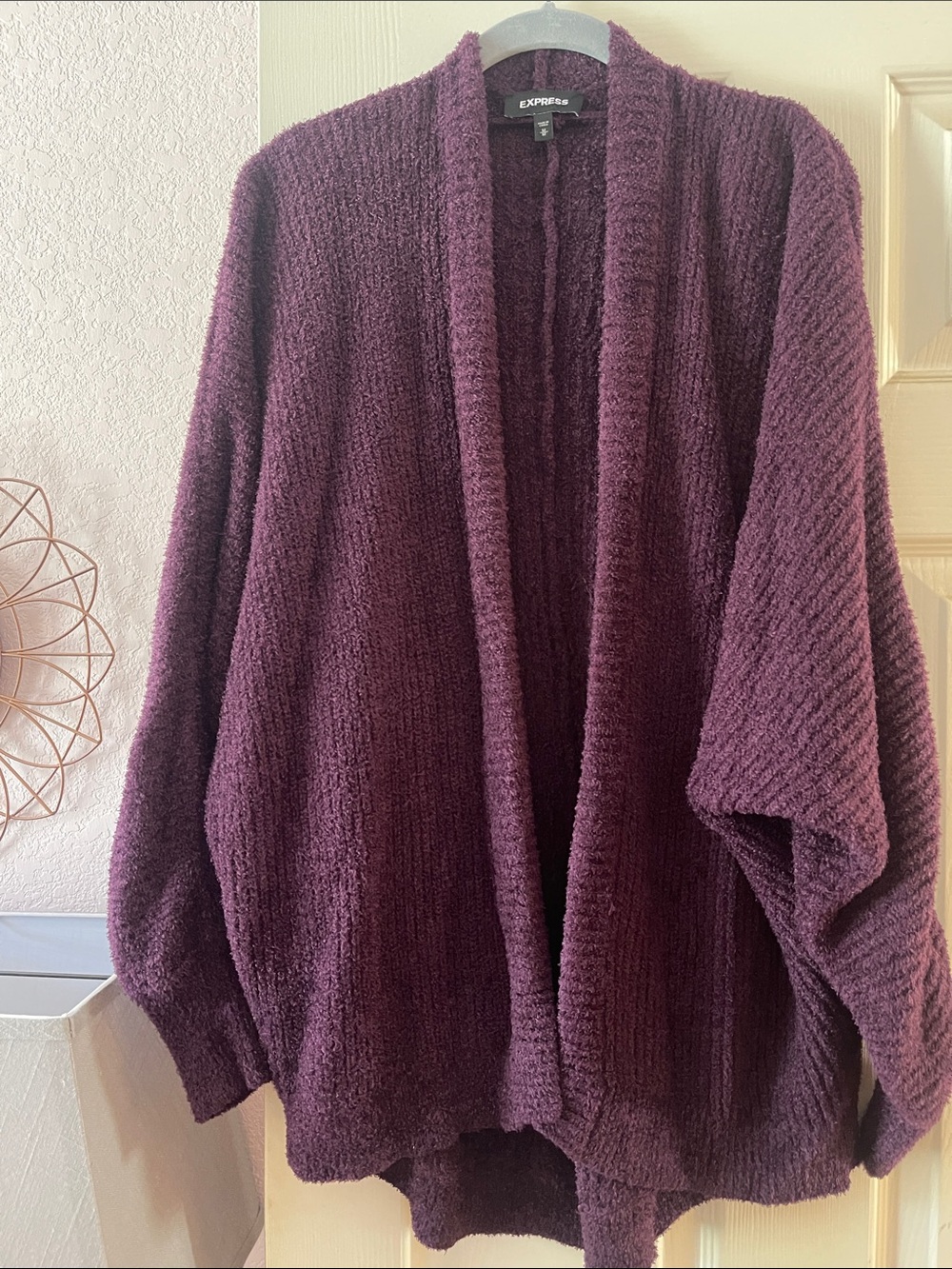 Express Women's Plush Open-Front Cardigan Sweater - Plum